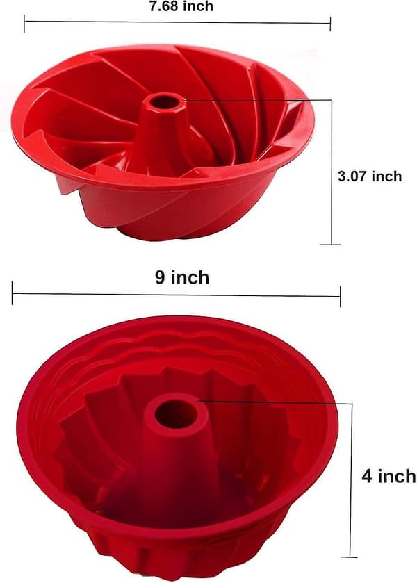 Silikon Bakformar, 2-pack Våfflade Runda Kakeformar, Icke-klibbiga Kakeformar Spiralformad Kakeform