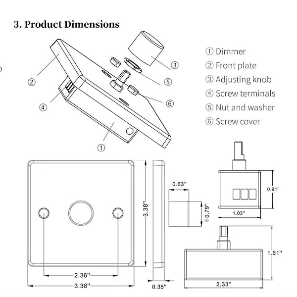 RV Lysdæmper Lyskontakt Kontrolpanel 12-24V 5A Universal PWM Dæmper Lavspændingsdæmper