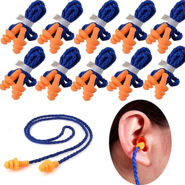 100 par individuellt inslagna mjuka öronproppar med sladd i silikon Återanvändbara hörselskydd Gummi Ea