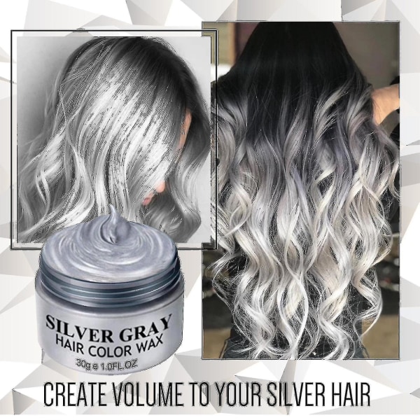 Silvergrå Vit Hårfärgsvax Pomades 1oz Naturligt hårfärgningsvax