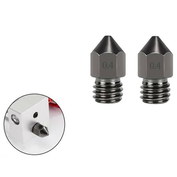 2 Stykker 0.4mm Herdet Stål MK8 Ekstruderdyser for 3D-skriver CR-10 / Ender 3/5, Ender 3/V2 E
