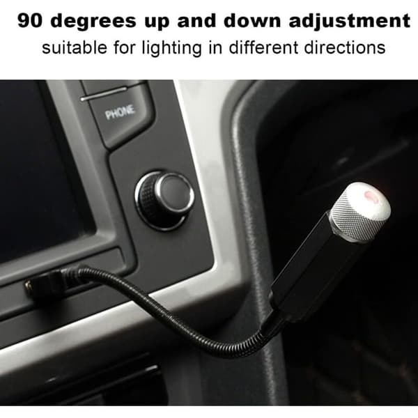 USB LED interiørbelysning for biltak. Stemningslys (lyseblå-lilla)