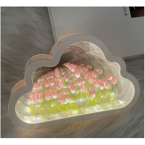 2023 Tulpanlampe tulipan speil nattlampe, LED tulipan nattlampe skylampe lampe speil blomsterlampe to-i-ett