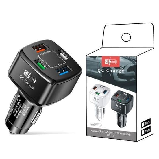 4-ports USB hurtig biloplader, QC3.0 35W 7A USB cigarettænderoplader til Android, iPhone, iPad, Samsung tablets, Noi YYV