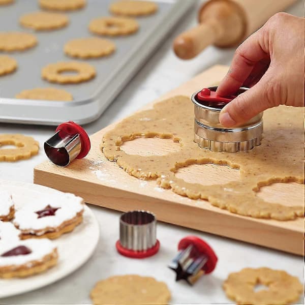 Linzer Kakeutstikkersett Rustfritt Stål 6-Deler, Utskiftbare Former for Baking, Frukt, Håndverk