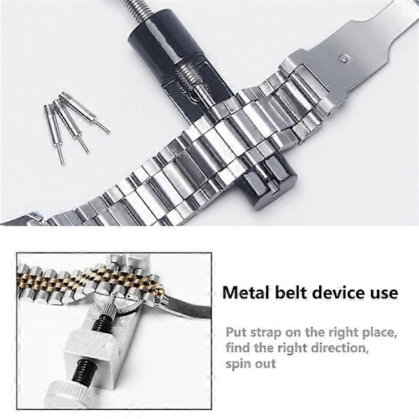Använd det justerbara verktygssetet för att ta bort stift från metallarmband för att justera ditt klockarmband så att det passar alla