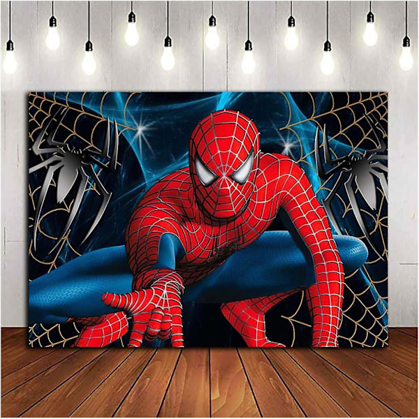 8x6ft Spiderman-taustakangas valokuvausta varten Punainen supersankari taustakuva vauvakutsuille lapsille Onnellinen syntymäpäivä Spiderman-koriste kakkupöydän banneri