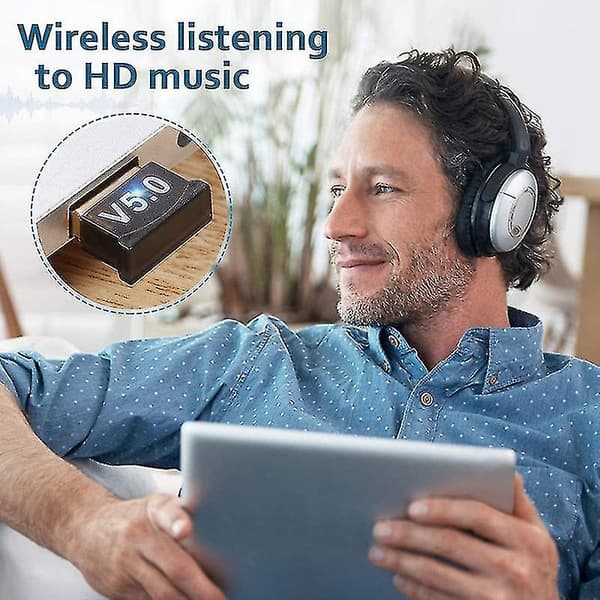 Yhteensopiva USB Bluetooth 5.0 -sovittimen kanssa PC:lle Win10/8.1/8/7/bluetooth-sovitin