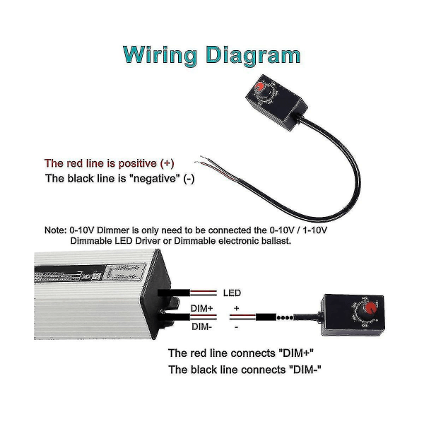 DC 0-10V LED Dimmer Knob Controller Kompatibel med 0-10V eller 1-10V Dæmpbare Indendørsbelysning Spotlight Grow La