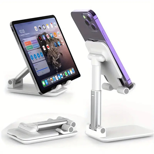 Foldbar Stativholder for Tablet og Mobiltelefon, Høydejusterbar for Android Smartphone E-leser Tablet