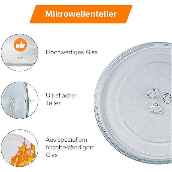Sunrain Drejetallerken til Mikrobølgeovn 24,5 cm Mikrobølgetallerken 245 mm Glastallerken Drejetallerken Reservedel Te