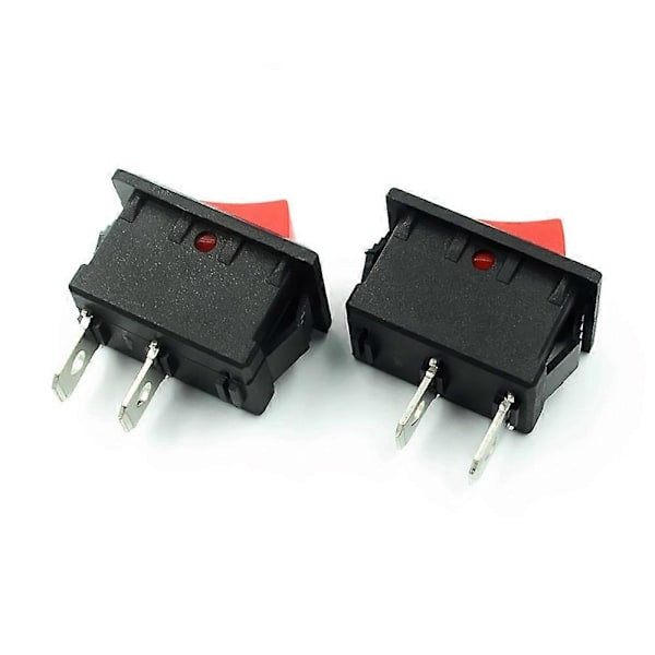På-Av KCD11 2Pin 2P Svart Rød Båt Bil Vippebryter 3A 250V 6A 125V AC Knapp KCD1-11 10X15 10X15