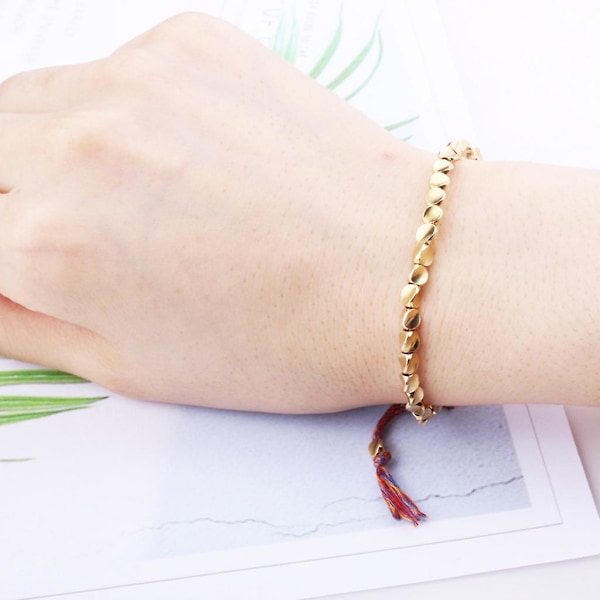 Lyckobringande rep med koppar pärlor armband för skydd lycka framgång amulett