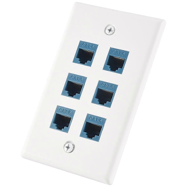Cat 6 Ethernet Veggkontakt 6 Port, Ethernet Veggkontakt Hunn-Hunn Avtakbar Kompatibel med Cat7/6/
