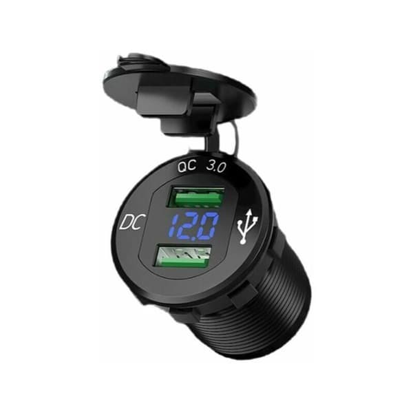Billaddare - LARGEIGHT - Dubbla USB-portar - IP66 vattentät - QC 3.0 - 2.1A