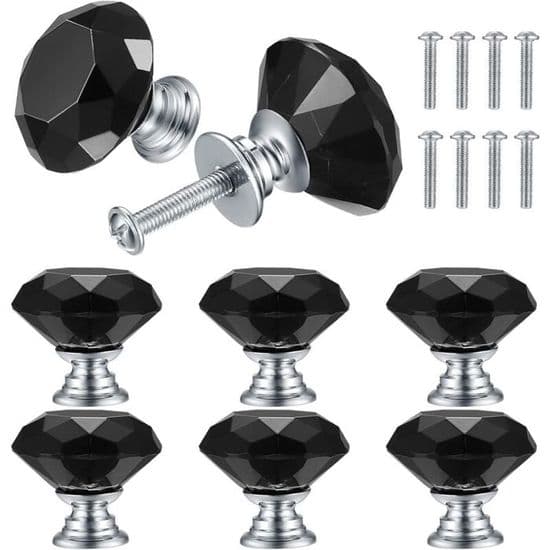 Krystalldørknotter - LARGEIGHT - 8 deler - Flere farger - Sinklegering - Skinnende