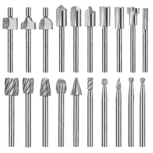 20 stk. HSS Fræser Karbid Graveringsbits til Dremel Fræsersæt 1/8\" (3 mm) Skaft til Dremel Proxxon