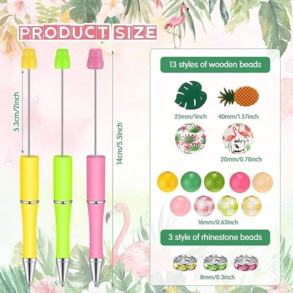 Plastperlepenne - 12 stk. - Sort blæk - DIY med PZCC krystalperler