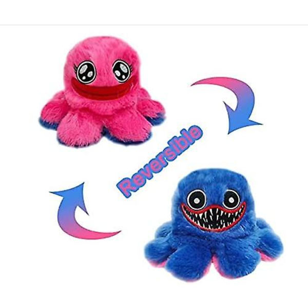 2 i 1 Huggy Wuggy Plysch Kawaii Vändbar Plysch Söt Gosedjur Blå Mjuk Leksak Fyllning Små Handgjorda Gosedjur Litten Mood Plysch Natu