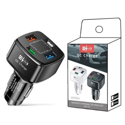 4-ports USB hurtig biloplader, QC3.0 35W 7A USB cigarettænderoplader til Android, iPhone, iPad, Samsung tablets, Noi YYV