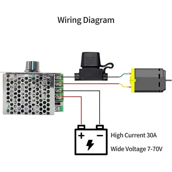 7-70V 30A PWM DC Motor Hastighedsregulator, Justerbar PWM Motor Controller Switch 30A Variabel Motor S