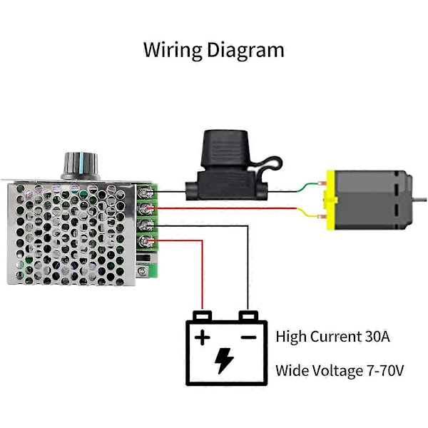 7-70V 30A PWM DC Motorvarvtalsregulator, Justerbar PWM Motorregulatorbrytare 30A Variabel Motor S