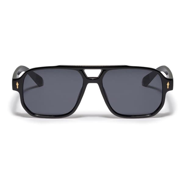 Pilotbriller - Solbriller - Festivalbriller - Ravebriller - Briller - Klassisk model - Tyk ramme - Sort - Sorte linser