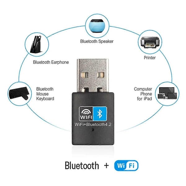 USB Wifi Bluetooth-kompatibel Adapter V4.2 Trådløst Netværkskort Wifi Antenne Sender PC Lan Int