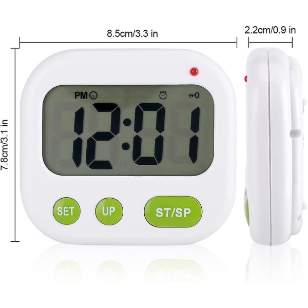 Digital väckarklocka med LCD-skärm, vibrationslarm, batteridriven, modern bärbar timer
