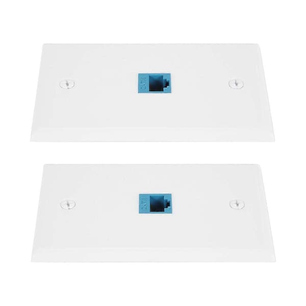 2-pak Ethernet vægplade, RJ45 Cat6 hun til hun jack inline koblings faceplader