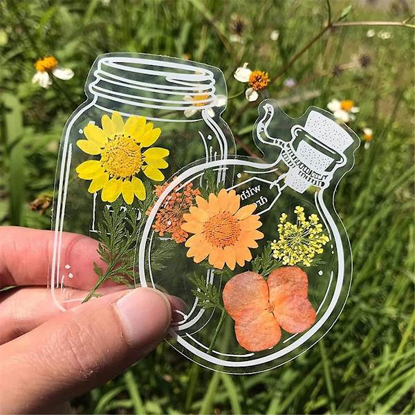 150 st Transparenta Torkade Blommor Bokmärken DIY Handgjorda Bokmärken Glasvaror Dekaler Blom Sid Cl