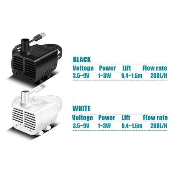 Tyst USB Vattenpump Borstlös Vattenpump för Husdjurs Vattendispenser Fontän Akvarium Dränkbar
