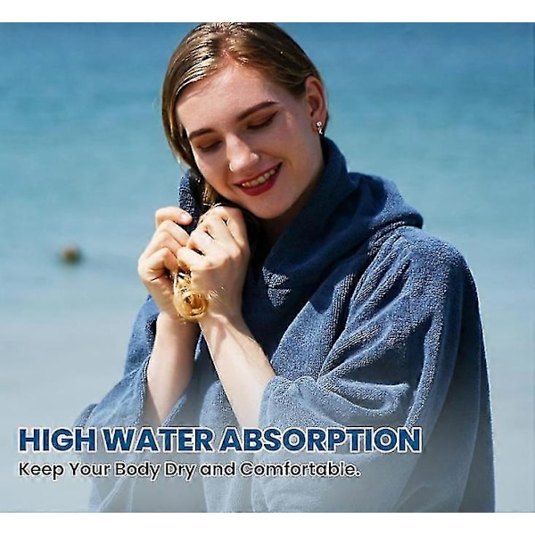 (musta, M) Lämmin Imeytyvä Poncho, Uimahaalarin Vaihtoapuri Rannalla, Poncho Pyyhe Taskulla Ja Huppulla, Surffausponcho Aikuisten Naisille Miehille Uimiseen Surffaukseen Rannalle