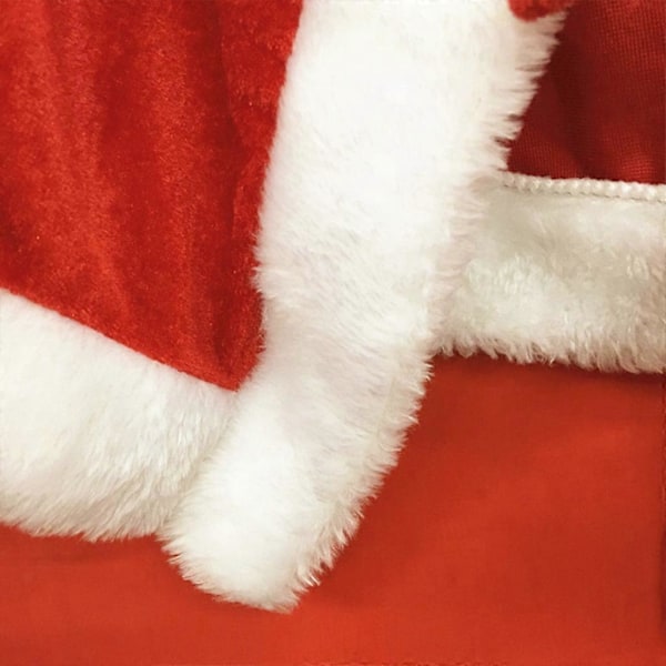 Jultomte-sjal i tjock sammet, varm röd, kort kappa, hemfest