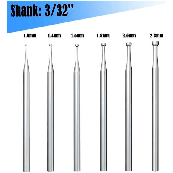 6 st runda koppborr - 3/32 tum skaft smyckestillverkning borr trådrundare