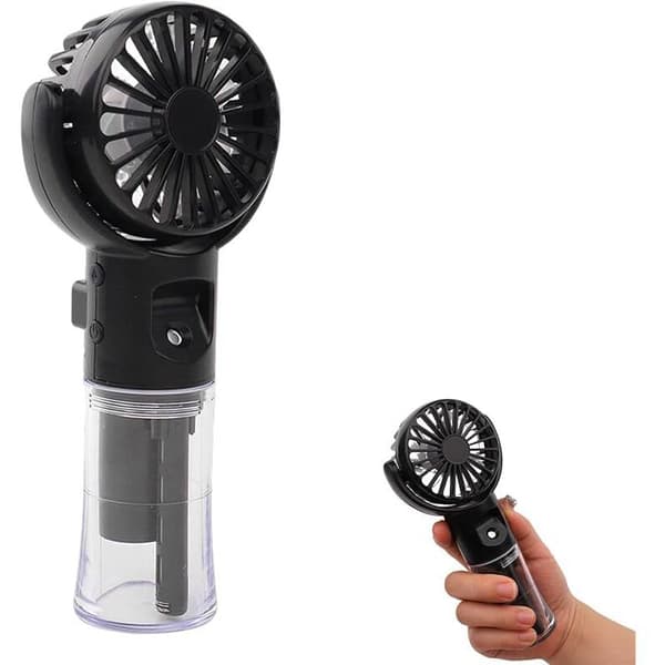 Mini bærbar USB genopladelig ventilator - 4 blæserhastigheder - ultra-stille - med snor - sort