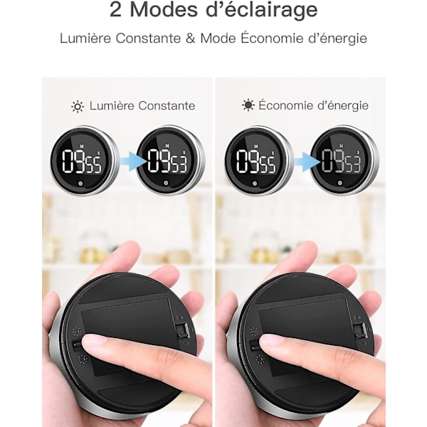 Kök Timer Digital Timer med Stoppurfunktion och Nedräkning Aluminiumlegering Hölje 2 Display Skärmlägen 3 Justerbara Volymnivåer
