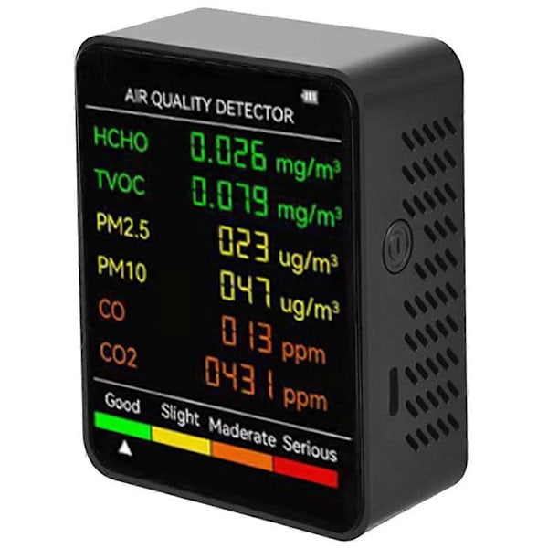 6-i-1 PM2.5 PM10 HCHO TVOC CO CO2 Luftkvalitetsdetektor CO CO2 Formaldehydmonitor Hemmakontor Luft