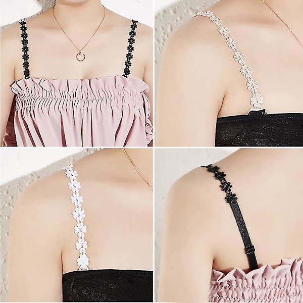 Kvinder 3 Par BH-stropper Blomst Lace Justerbar Underwear BH-stropper Udskiftning Skulderstropper