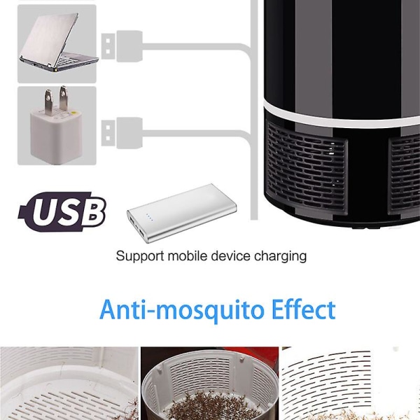 LED-myggdödande lampa USB Anti Mosquito Electric Bug Zapper Silent Mosquito Trap Insect Killer för utomhus sovrum