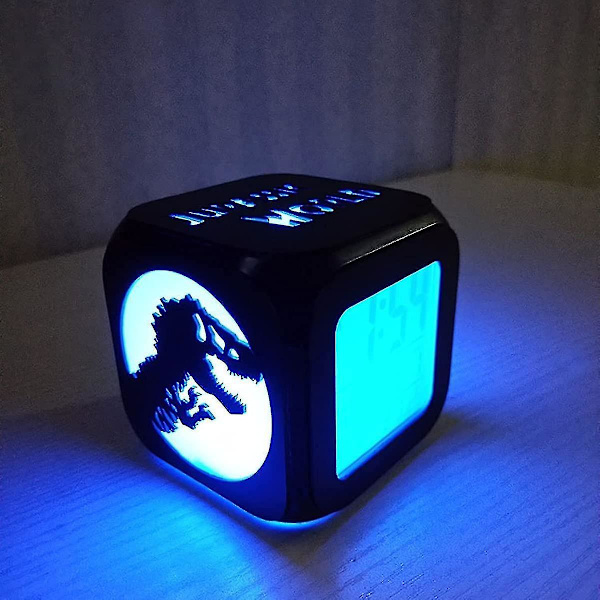 Jurassic Park Dinosaurie 3D Stereo Liten Väckarklocka Kreativ LED Nattlampa Elektronisk Klocka Sängbordsklocka Sovrum Stämningsbelysning - Med USB-strömkabel