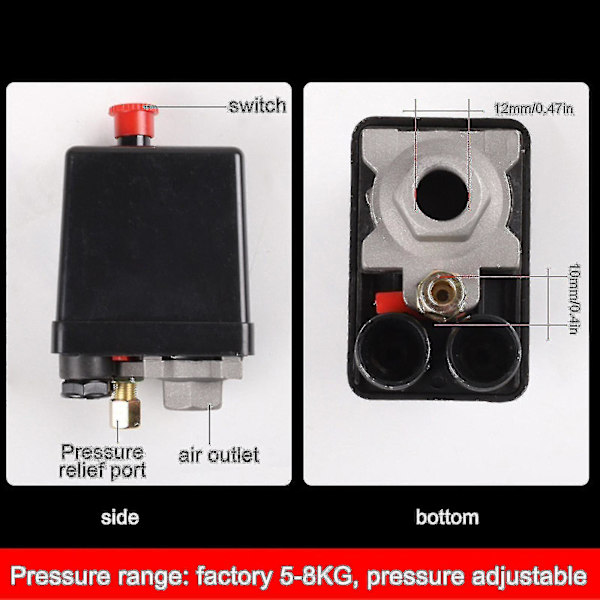 Luftkompressor Tryk Switch Kontrol til Ventil 90-120psi Trykregulator - YNP