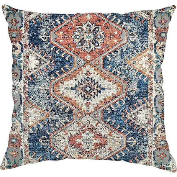 Vintage Putesekk 18\"x18\", Retro Boho Putesekk Etnisk Kvadratisk Persisk Putesekk for å Dekorere Hjem Seng Sofa, Blå Brun Dekorativ Pute