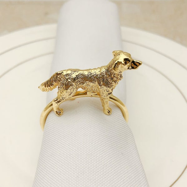 Naievear 6pcs/set Cute Dog Shape Napkin Ring Creative Exquisite Alloy Visual Effect Napkin Holder For Kitchen