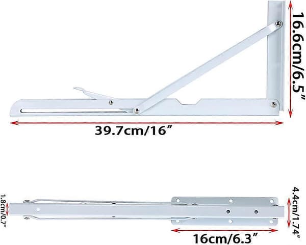 2 st AcserGery Gåva 40 cm Vit Metall Triangel Vikbart Hyllfäste Stöd Väggfäste