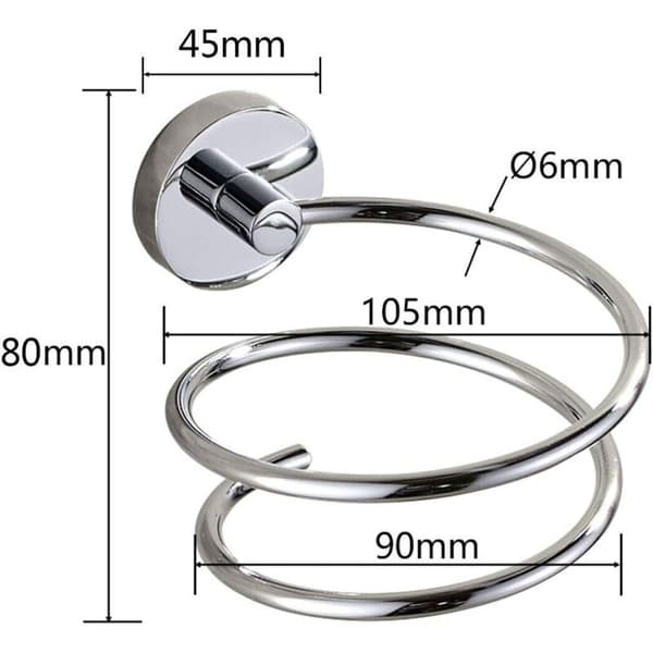 Hårtorkställ i rostfritt stål, förkromad silver, installerad i sovrummet. Sanitära och badrum