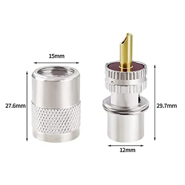 PL-259 Koaxialkontakter UHF Hanlödkontakt Stickpropp 50 Ohm Koaxadaptrar 10-pack med Reduktorer för LMR400,RG8 Kabel