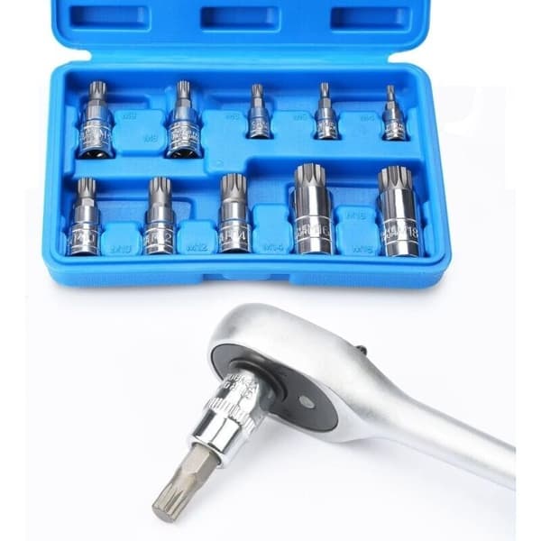 10 x M4 - M18 Triple Square Spline Pipe Set + Storage Case