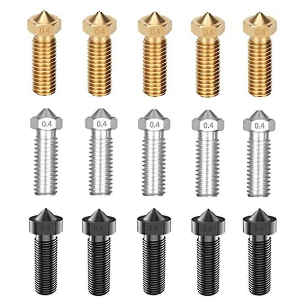 15 stk. Dysesæt til Anycubic Vyper, 3D-printerdele Hærdet stål/Rustfrit stål/Messing 0,4 mm N
