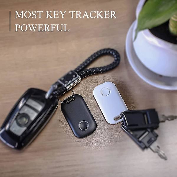 4 stk Svarte og Hvite Nøkkellokalisatorer, Bluetooth-sporingsenhet for Nøkler, Kjæledyr, Lommebøker og Skolesekker, Nøkkel finner Smart Sporing